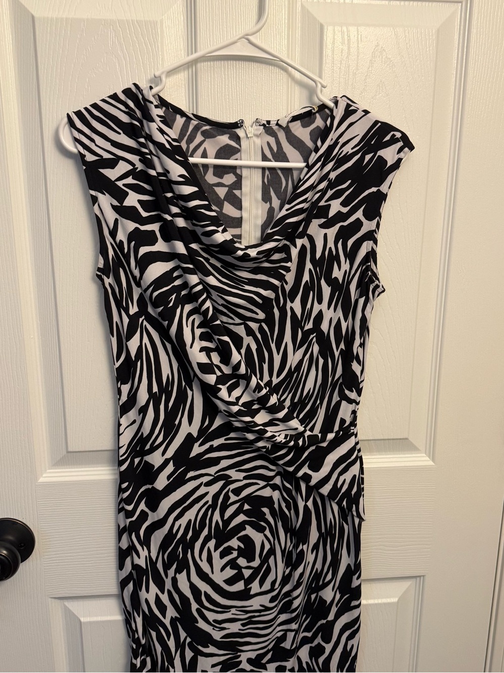 Calvin Klein Zebra Print Ruched Sheath Dress